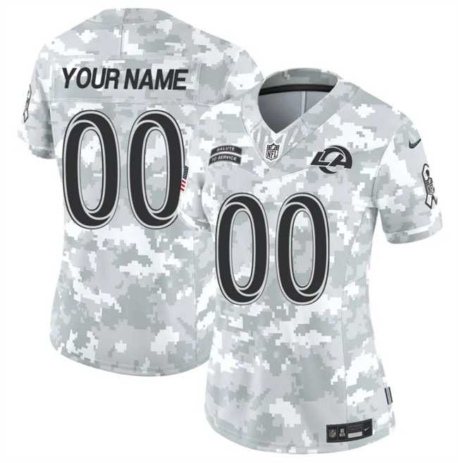 Womens Los Angeles Rams Active Player Custom 2024 F.U.S.E Arctic Camo Salute To Service Limited Stitched Football Jersey(Run Small)